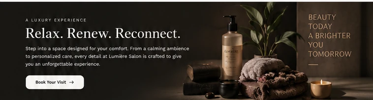 Luxury experience band: Relax, Renew, Reconnect with product photography